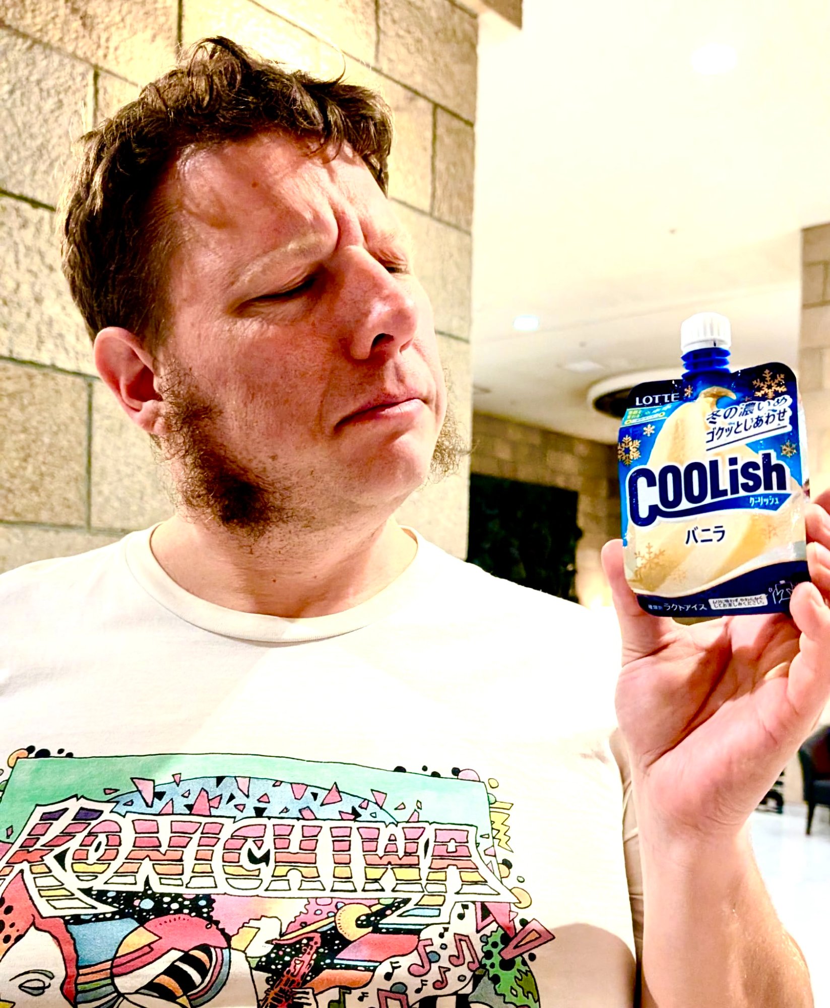 Jeremy Funke aka Jaz holding a COOLish ice cream